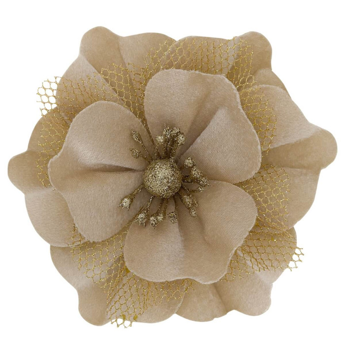 Квітка новорічна з тканини Бежева