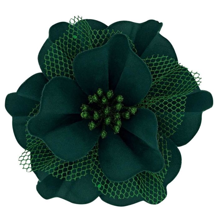 Квітка новорічна з тканини Зелена