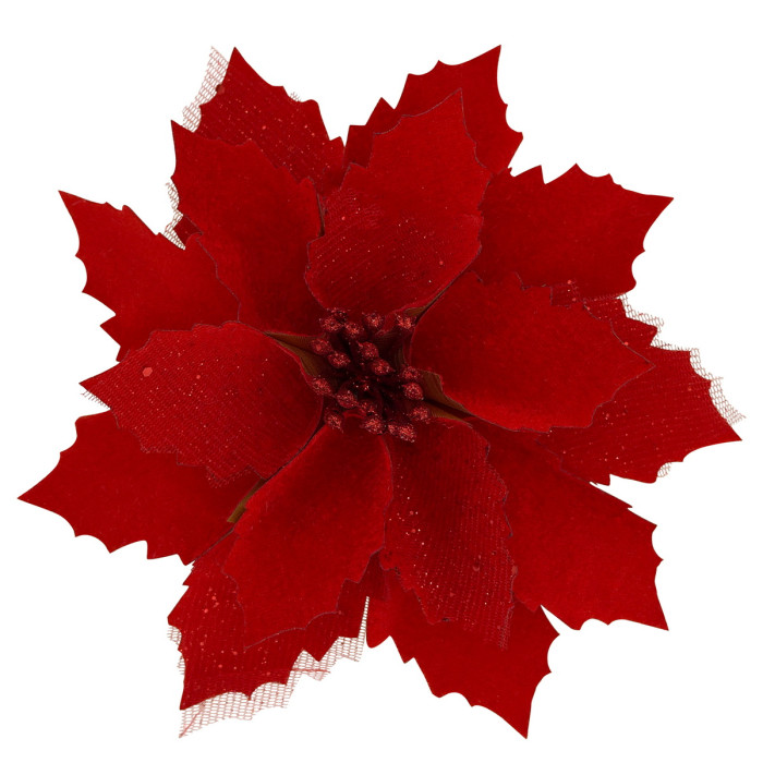 Квітка новорічна з тканини Червона