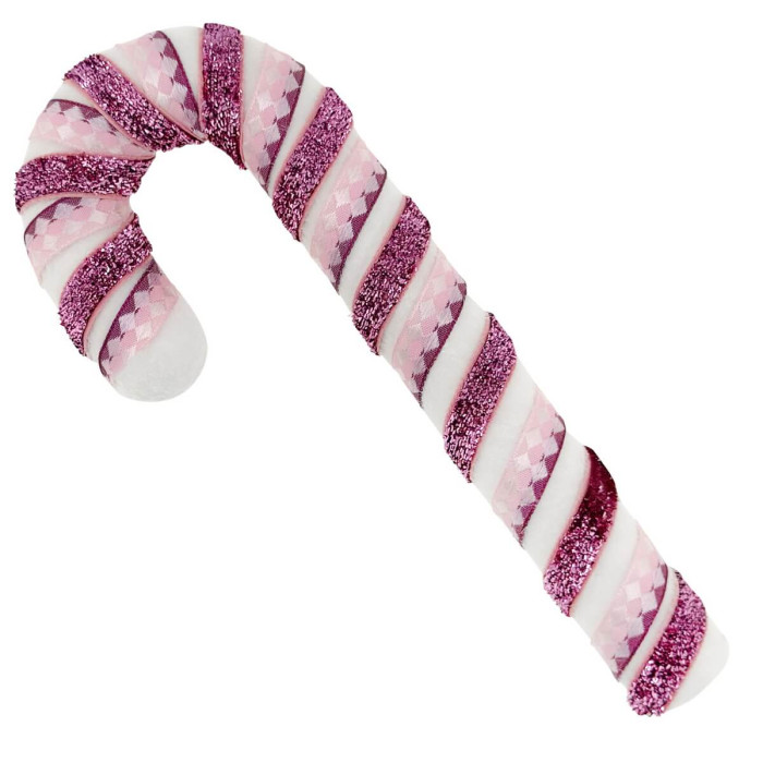 Новорічний льодяник декорований білий з фіолетовою ленточкою