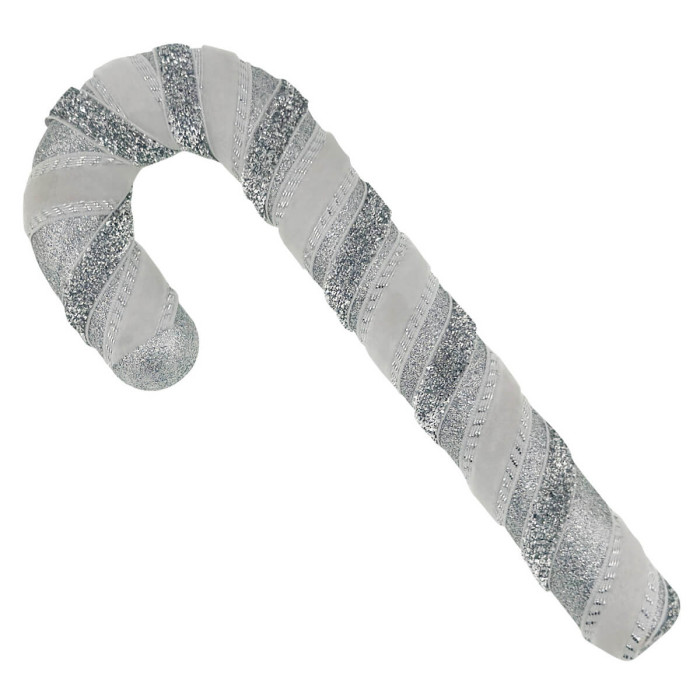 Новорічний льодяник декорований срібло з срібною ленточкою