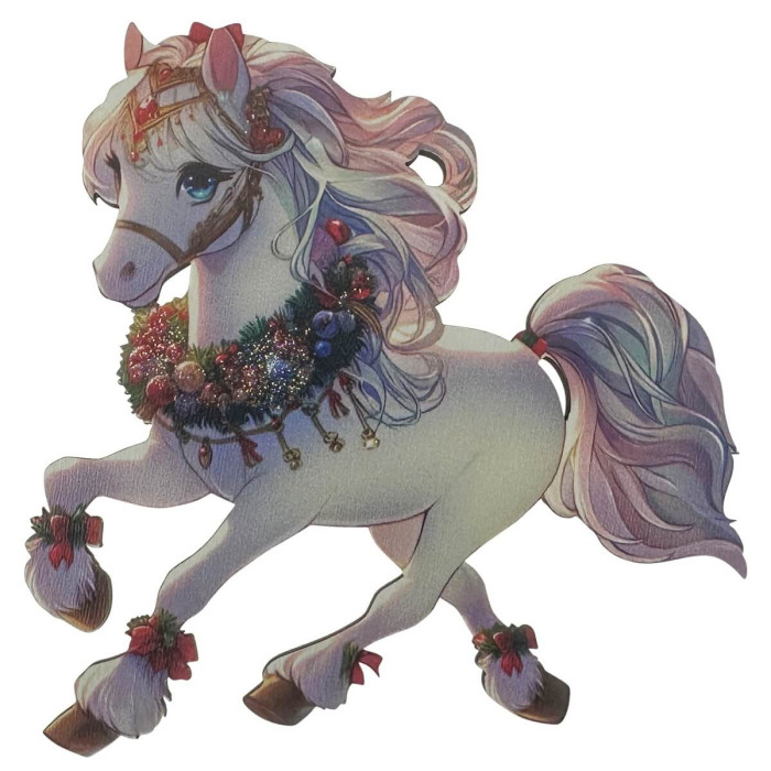 Прикраса новорічна Коник казковий - білий