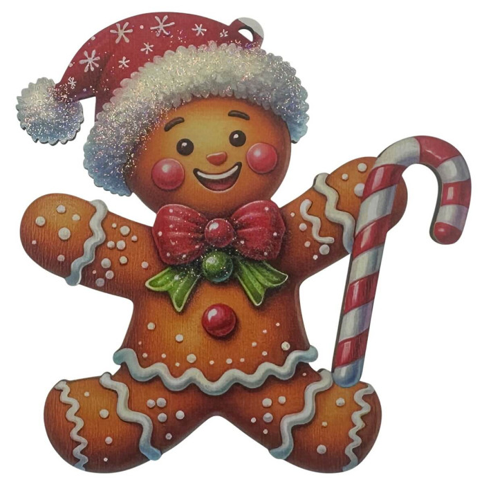Wooden Christmas Ornament Gingerbread Snowman