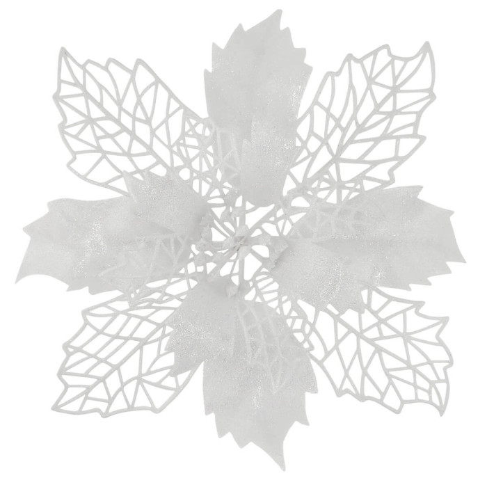 Прикраса новорічна Квітка Різдвяник велика - біла