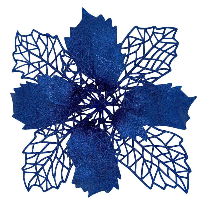 Прикраса новорічна Квітка Різдвяник велика - синя