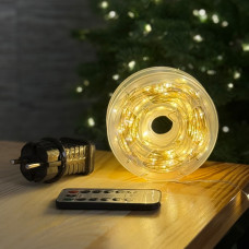 LED Garland "Rosa" 100m, warm white color LEDs on white wire (art. 3465)