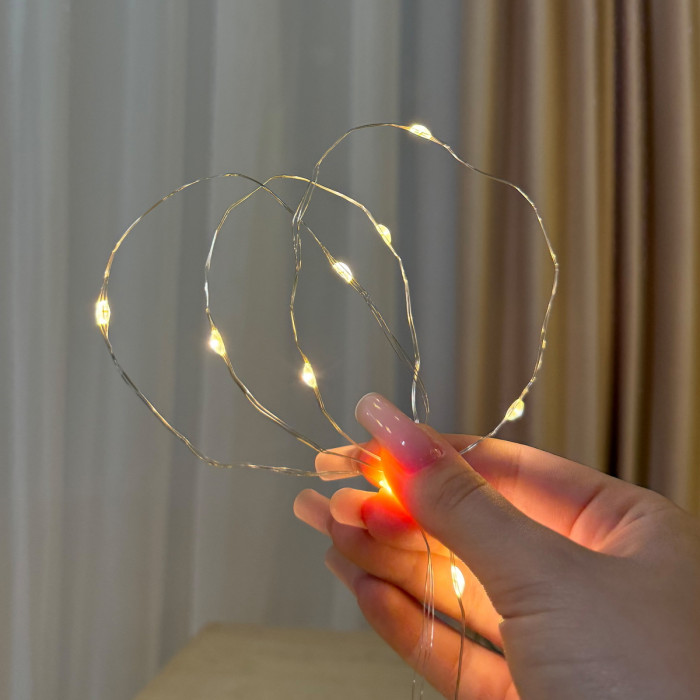 Світлодіодна гірлянда Роса 100 метрів, діоди теплого білого кольору на білому проводі, 1000 LED, з пультом керування