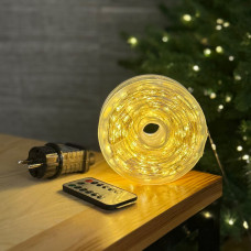 LED Garland "Rosa" 200m, warm white color LEDs on white wire (art. 3469)