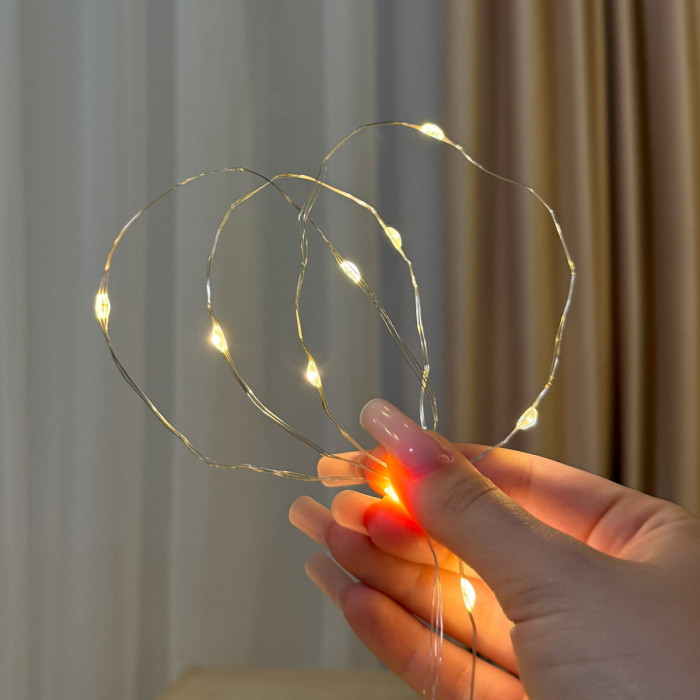 LED Garland Rosa 200 meters, warm white color LEDs on white wire, 2000 LED, with remote control