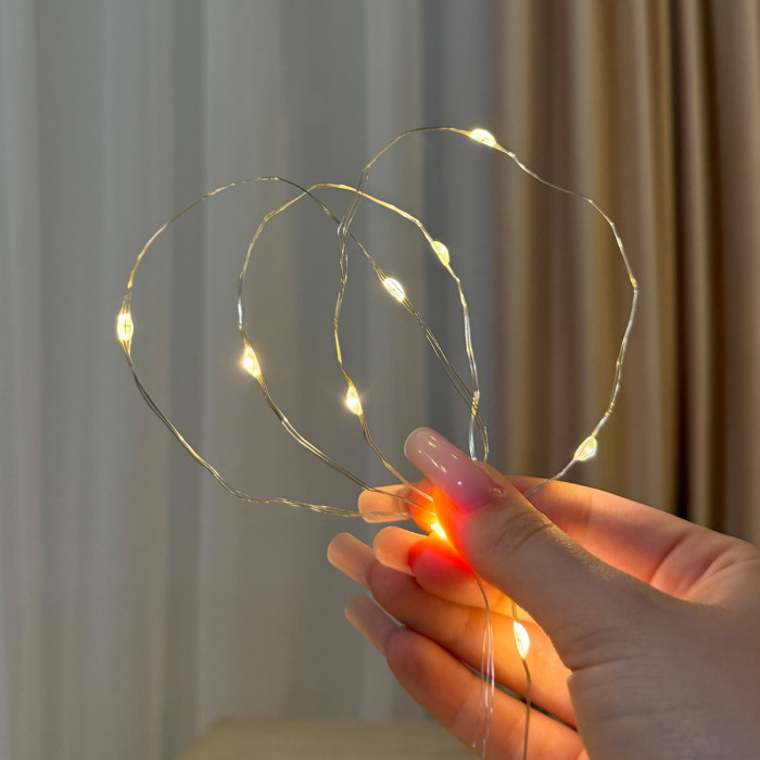 LED Garland Rosa 50 meters, warm white color LEDs on white wire, 500 LED, with remote control