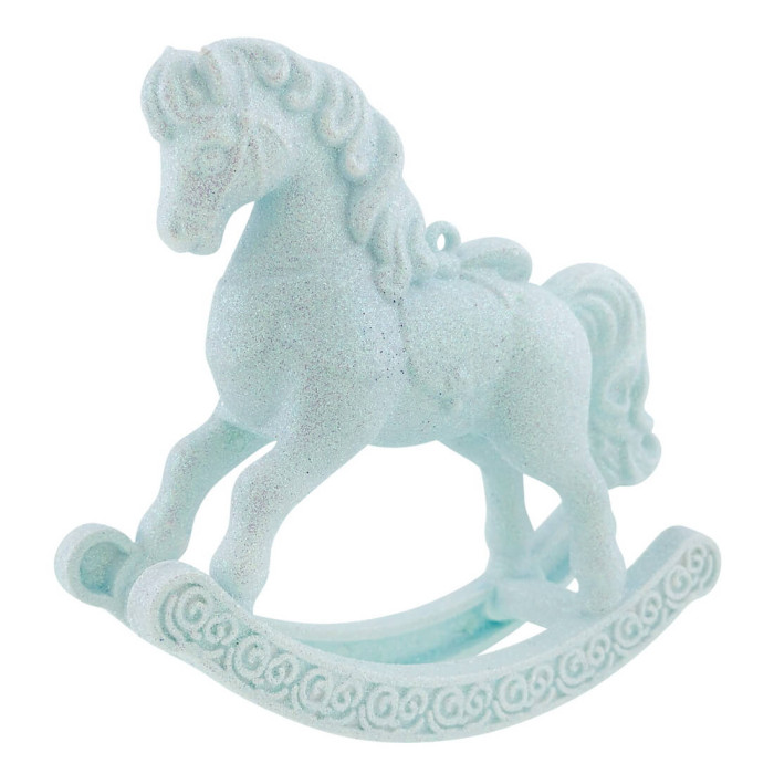 Прикраса новорічна Коник-гойдалка - блакитний