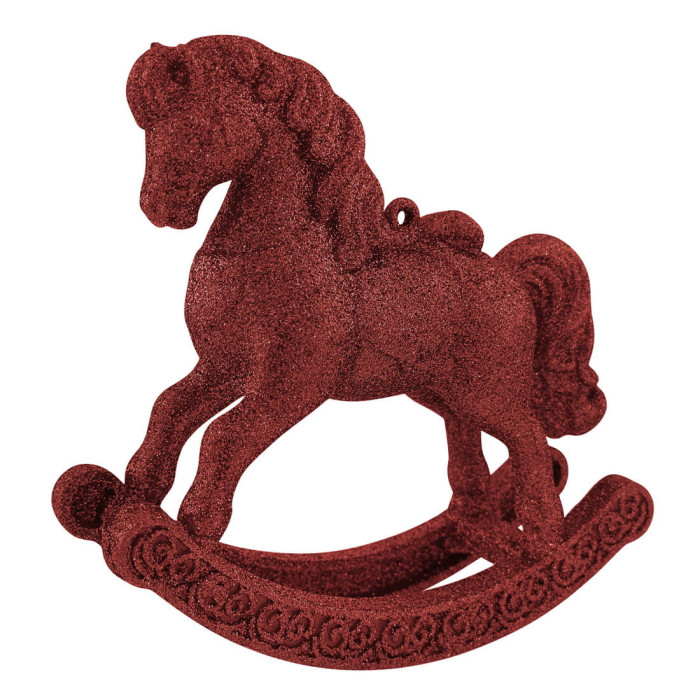 Прикраса новорічна Коник-гойдалка - червоний