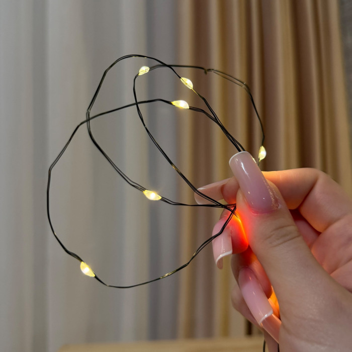 LED Garland Rosa 100 meters, warm white color LEDs on green wire, 1000 LED, with remote control