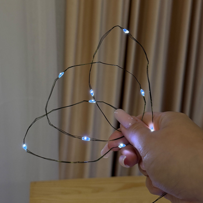 LED Garland Rosa 100 meters, cool white color LEDs on green wire, 1000 LED, with remote control