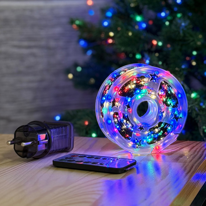 LED Garland Rosa 100 meters, LEDs of different colors on green wire, 1000 LED, with remote control